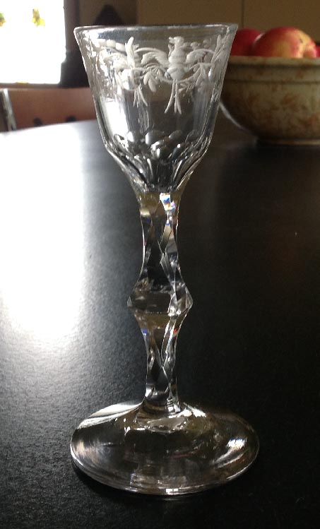 circa 1780 engraved wine glass